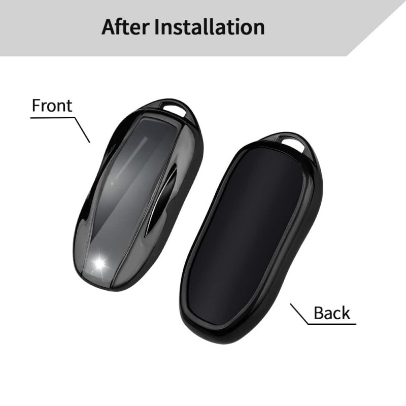 Tesla Key Fob Cover With Keychain Soft Tpu Protection Case For Model 3 Y Black Protective Shell Car Keys