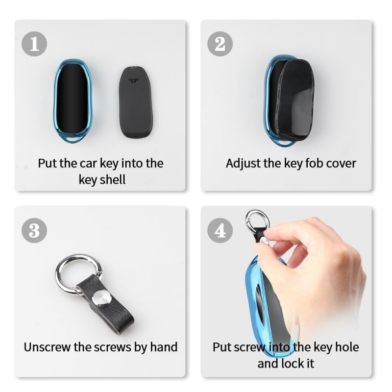 Tesla Key Fob Cover With Keychain Soft Tpu Protection Case For Model 3 Y Black Protective Shell Car Keys