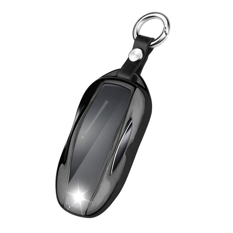 Tesla Key Fob Cover With Keychain Soft Tpu Protection Case For Model 3 Y Black Protective Shell Car Keys
