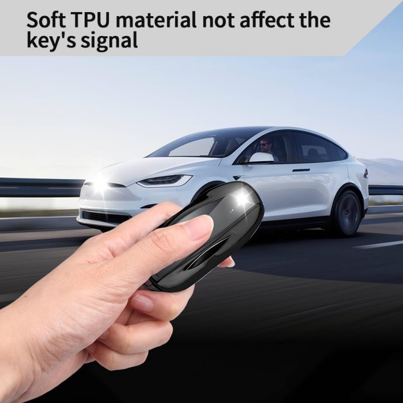 Tesla Key Fob Cover With Keychain Soft Tpu Protection Case For Model 3 Y Black Protective Shell Car Keys