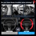 Cartist Carbon Fiber Steering Wheel Cover Custom Fit For Tesla Model 3 2017-2023 And Y 2020-2023 Anti Skid Leather Car