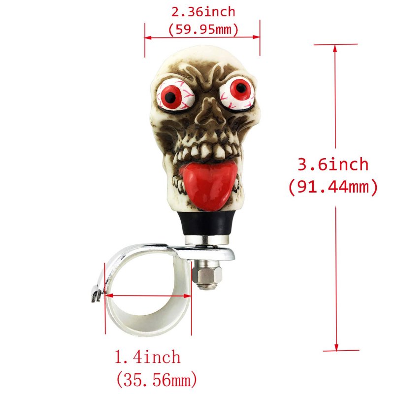 Abfer Suicide Turning Knob Car Power Steering Wheel Spinner Ball Skull Shape Fit Most Vehicles Trucks Boats