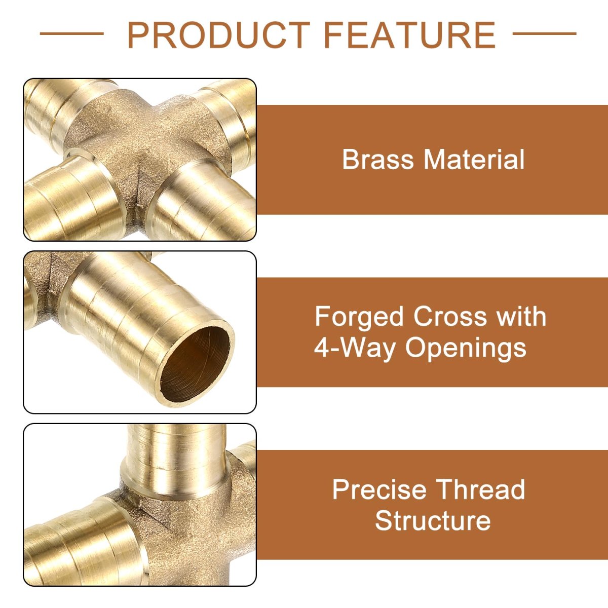 2set Brass Cross Pipe Fitting With Hose Clamp 10mm Barb Union Adapter For Water Fuel Air Transport Connect Pipelines