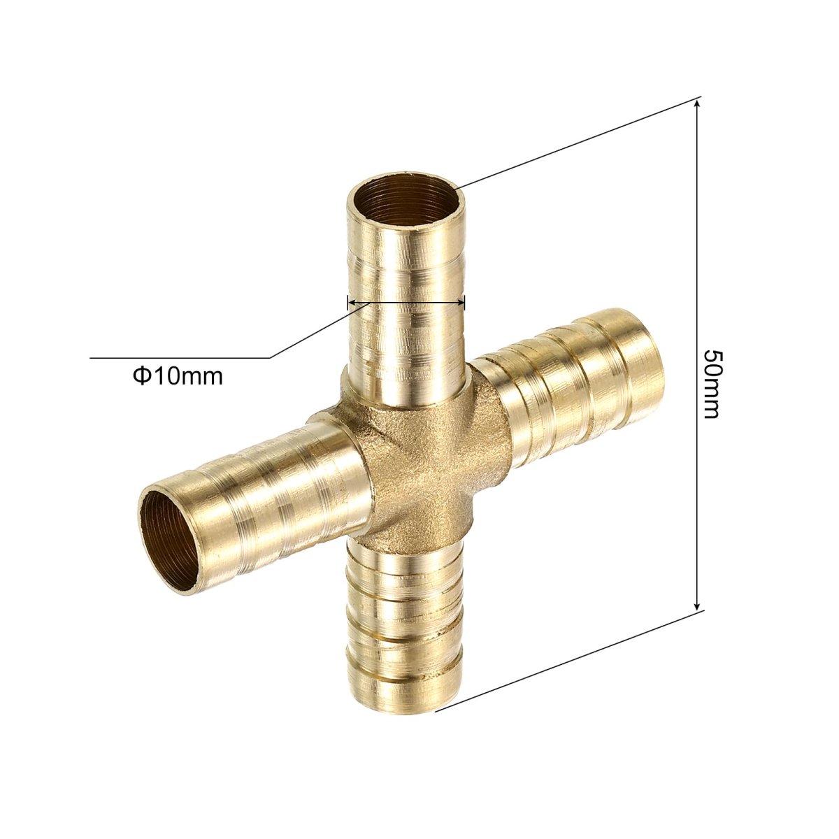 2set Brass Cross Pipe Fitting With Hose Clamp 10mm Barb Union Adapter For Water Fuel Air Transport Connect Pipelines
