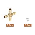 2set Brass Cross Pipe Fitting With Hose Clamp 10mm Barb Union Adapter For Water Fuel Air Transport Connect Pipelines