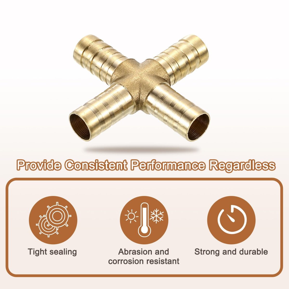 2set Brass Cross Pipe Fitting With Hose Clamp 10mm Barb Union Adapter For Water Fuel Air Transport Connect Pipelines