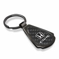 Ipick Image Compatible With Honda Civic Real Black Carbon Fiber Gunmetal Metal Teardrop Key Chain
