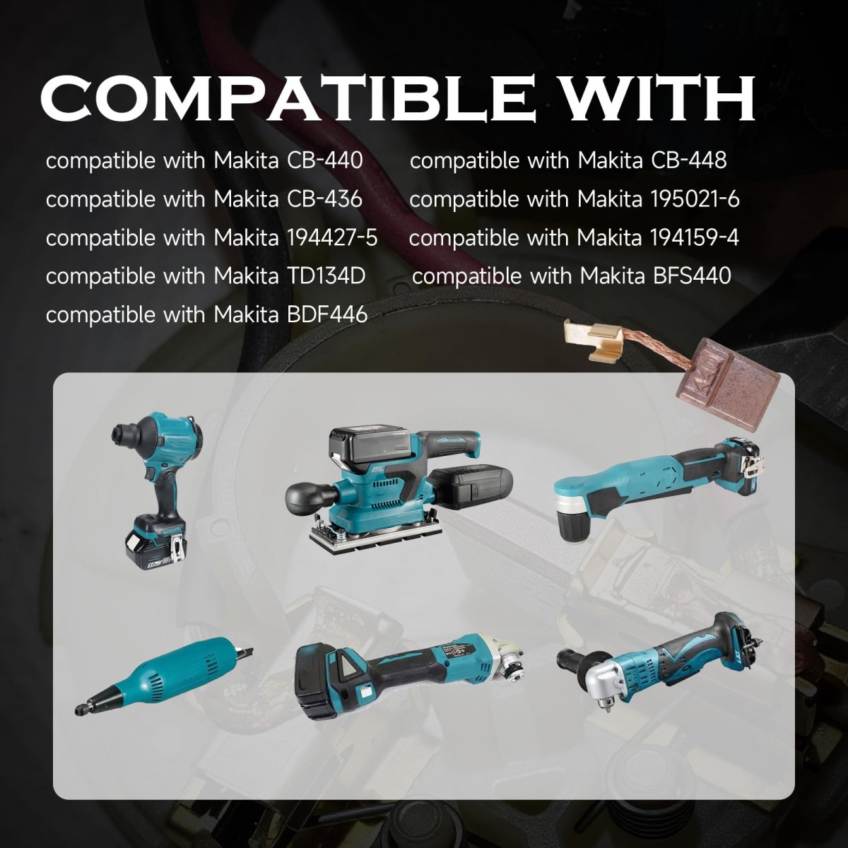 10pcs Carbon Brushes For Xfd01 18v Lxt Cordless 1 2 In Driver Drill Kit Replaces Cb-440 Cb-448 Cb-436 195021-6 194427-5