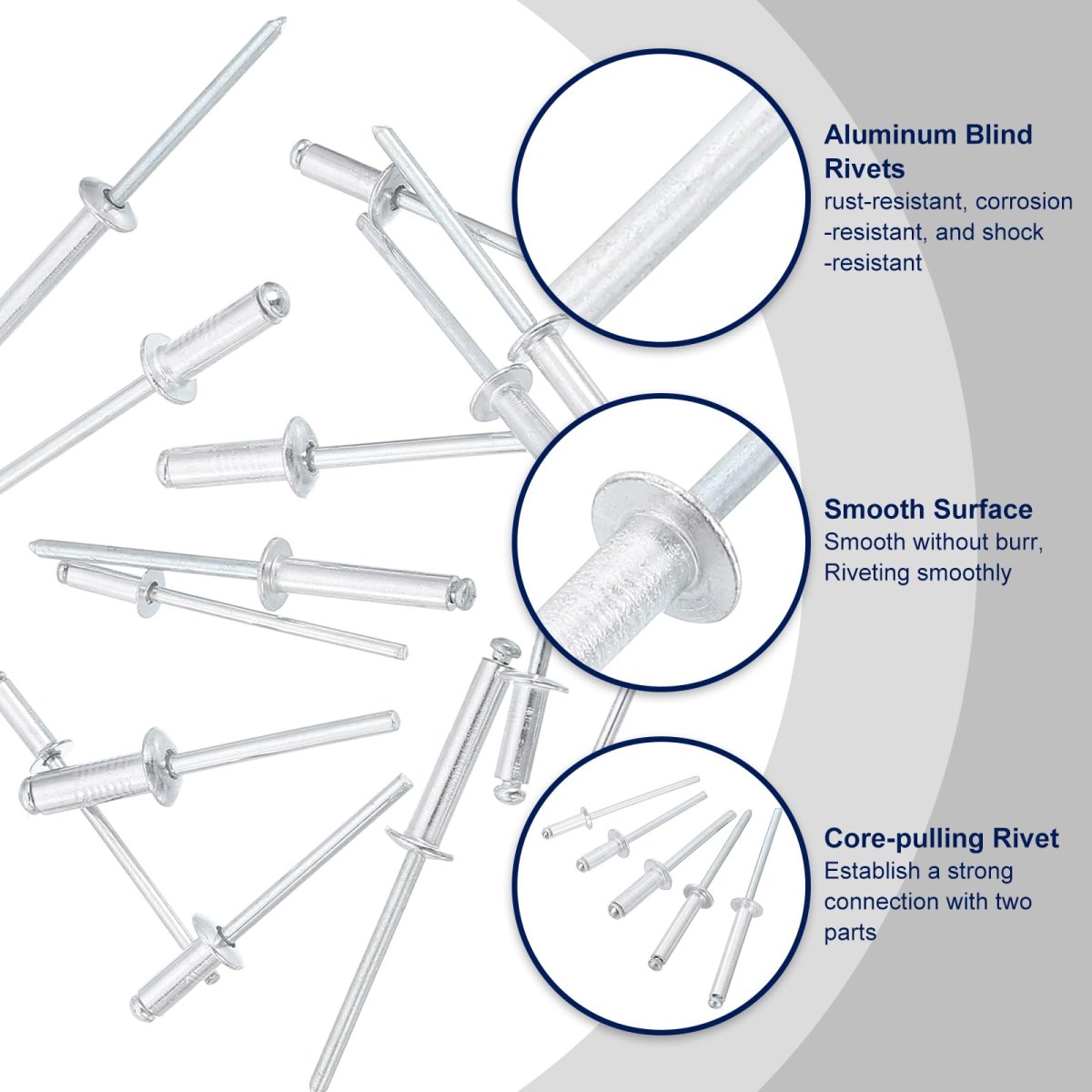 100pcs Aluminum Blind Rivets 1 8 In X 3 Dome Head Long Split With Steel Mandrel For Metal Furniture And Automotive Silver