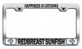 Happiness Is Catching Redbreast Sunfish Fishing Chrome Metal License Plate Frame Tag Holder S67 