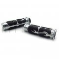 Httmt Mt291-007-25- Chrome Comfort Flame Rubber Hand Grips 25mm Compatible With Choppers H-d Suzuk Kawasak Yamah 1 Throttle Bar