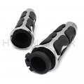 Httmt Mt291-007-25- Chrome Comfort Flame Rubber Hand Grips 25mm Compatible With Choppers H-d Suzuk Kawasak Yamah 1 Throttle Bar