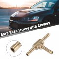 X Autohaux 3 Pcs 4mm 0 16 Brass Car Barb Hose Fitting T Shape Way Connector For Joiner Air Water Fuel Gas