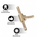 X Autohaux 3 Pcs 4mm 0 16 Brass Car Barb Hose Fitting T Shape Way Connector For Joiner Air Water Fuel Gas