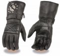Motorcycle Riding Gel Palm Blk Leather Gloves Concho Stud Thermal Lined Guantle S 