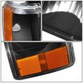 Black Houisng Amber Side Headlight Head Lamps Tool Kit Compatible With Ford F-150 F-250 F-350 Bronco 87-91