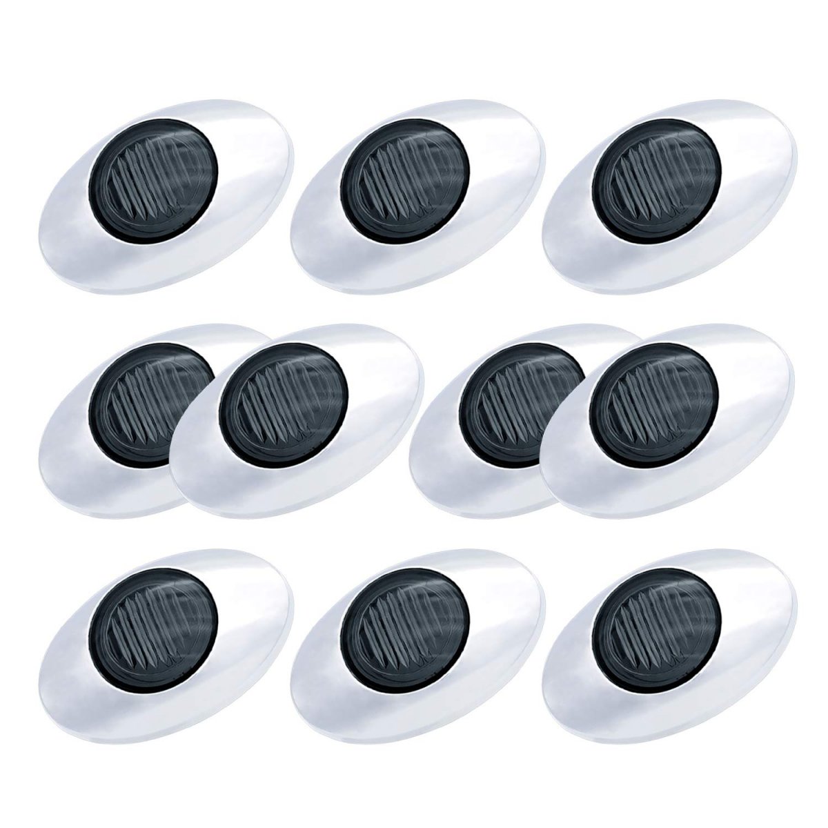 Ledvillage Pack Of 10 3 Inch Smoked Lens Amber Led Oval Side Marker Light Sleeper Panel With Chrome Bezel For Pickup Boat