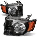 Factory Style Headlights And Driving Fog Lamps Set For Ford Escape 08-12 Driver Passenger Side Black Housing Amber Corner