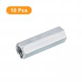 Uxcell 10pcs M12x15x50mm Coupling Nuts Galvanized Carbon Steel Hex Threaded Rod Coupler For Furniture Electronic Industrial