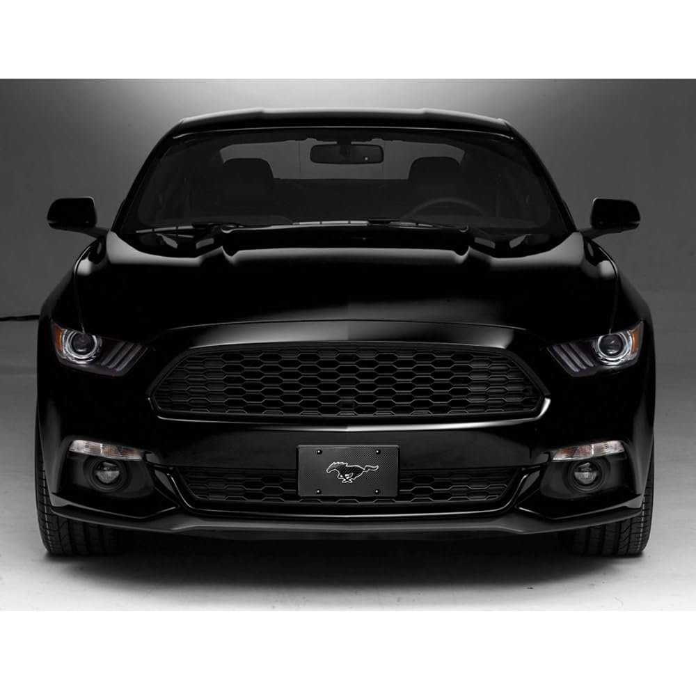 Ford Mustang 3d Real Carbon Fiber Chrome Metal Logo On Black License Plate Official Licensed