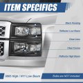Auto Dynasty Factory Style Headlight Lamps Assembly Compatible With Chevy Silverado 1500 2014-2015 Driver And Passenger Side