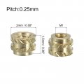 Uxcell Knurled Insert Nuts 100pcs M1 X 1 5mm L 2mm Od 3d Printing Brass Female Threadeds Heat Set Insert Embedment