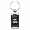 Ipick Image For Ford Mustang 5 0 Real Black Carbon Fiber Chrome Metal Case Key Chain Keychain Official Licensed
