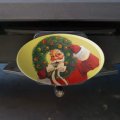 Christmas Holiday Santa Wreath Ribbon Swirl Oval Tow Trailer Hitch Cover Plug Insert