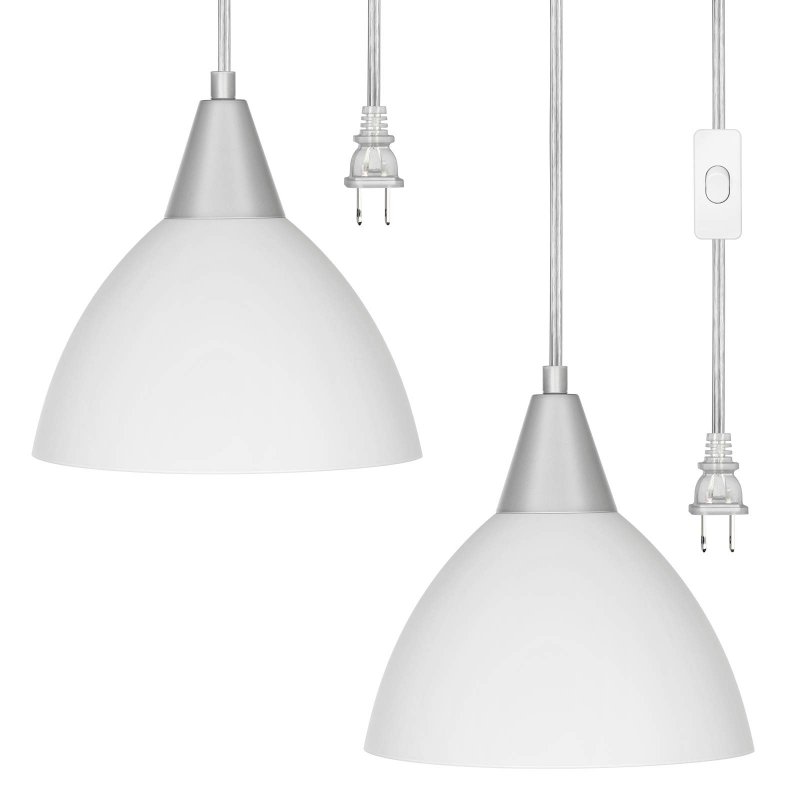 Dewenwils Plug In Pendant Light Hanging With 15ft Clear Cord On Off Switch Frosted Plastic White Shade Ceiling For Living Room