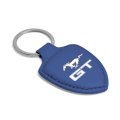 Ford Mustang Gt Genuine Leather Key Chain Blue Shield Shape Official Licensed 2 25 In X 1 75 Modern Style Accessory