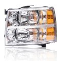 Headlights Assembly Left Side For 2007-2013 Chevy Silverado 1500 2007-2014 2500 3500 Hd Headlamp Clear Lens Chrome Housing 