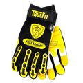 Truefit Goatskin And Spandex Impact Protected Mechanics Gloves Medium Black Pearl Gold Full Finger With Elastic Hook Loop Cuff 