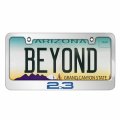 Ipick Image Made For Ford Mustang 2 3l Ecoboost In Blue 3d Embossed Letters On Mirror Chrome Metal License Plate Frame