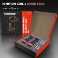 A-premium Set Of 4 Red Ignition Coil Pack And Iridium Spark Plugs Compatible With Nissan Altima Sentra 2002-2006 X-trail