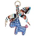Easya Creative Crystal Luxury Leather Pony Horse Key Charm Chain Cloth Bowblue