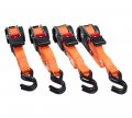 Auto Retractable Ratchet Straps 4 Pack 1 In X 12 Ft Orange Tie Downs With Zinc Coated S Hooks For Motorcycles Atvs Bikes And 