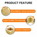 Uxcell Brass Tee Pipe Fitting 1 2 X Npt 3 Way T-connector Copper Block Coupler Adapter For Gas Transport Connect Pipelines Pcs