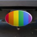 Rainbow Pride Gay Lesbian Contemporary Oval Tow Trailer Hitch Cover Plug Insert