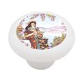 Oriental Bird Handler Decorative High Gloss Ceramic Drawer Knob 