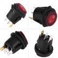 Qiilu 12v Rocker Switch 2pcs 20a 3pin Red Led Light Car Auto Boat Round On-off Toggle Spst Circuit Waterproof 3 4 20mm Hole