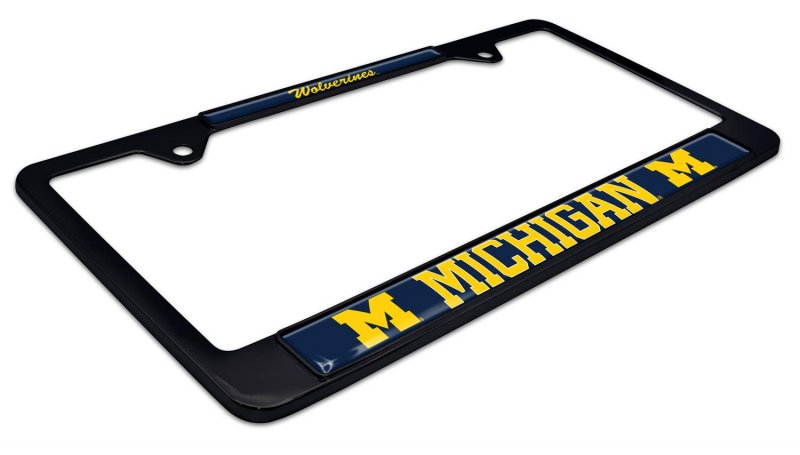 Black Metal License Plate Frame Mascot Version Michigan Officially Licensed Ncaa Product For Cars And Trucks