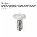 Uxcell Square Head Bolt 2pcs M8x16mm Fully Thread 304 Stainless Steel Grade C Machine Screws