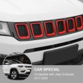 Grille Grill Cover Inserts Frame Trims Kit For Jeep Compass 2017 2018 2019 Red Abs Front 7 Piece Set