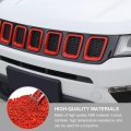 Grille Grill Cover Inserts Frame Trims Kit For Jeep Compass 2017 2018 2019 Red Abs Front 7 Piece Set