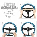 Fehuew Winter Blue White Snowflake Pattern Steering Wheel Cover For Women Girls 15 Inch Universal Auto Car Anti Slip Wrap