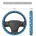 Fehuew Winter Blue White Snowflake Pattern Steering Wheel Cover For Women Girls 15 Inch Universal Auto Car Anti Slip Wrap