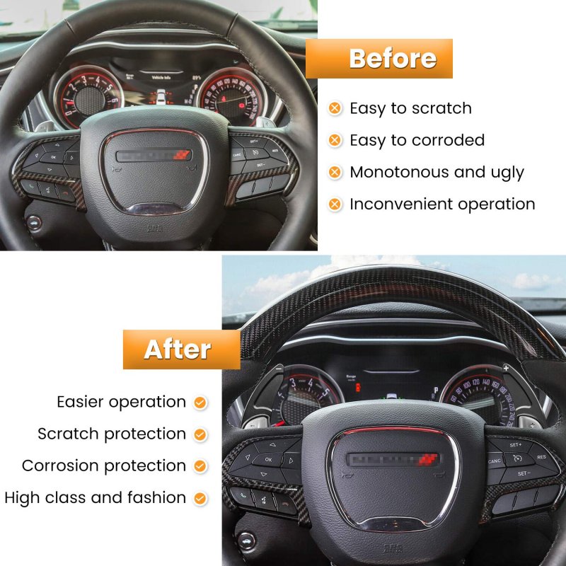 Steering Wheel Shift Paddle Extended Shifter Trim Cover For Dodge Challenger Charger Durango Rt Scat Pack 2015 2024 Jeep Grand