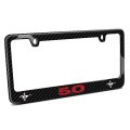 Ford Mustang Gt 5 0 In Red Dual Logo Black Real 3k Carbon Fiber Glossy Finish License Plate Frame 