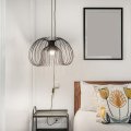 6ft 18 2 Twisted Cloth Covered Lamp Cord Vintage Fabric Electrical Wire With Switch Button And Plug Stripped Ends Ready For 