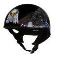 Hot Leathers T68 Eagle Black Advanced Dot Approved Motorcycle Skull Cap Half Helmet For Men And Women Biker Medium 